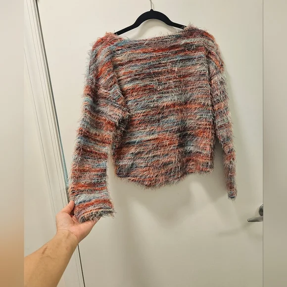 By Anthropologie Rainbow Fuzzy Pullover Sweater XS - Picture 2 of 7